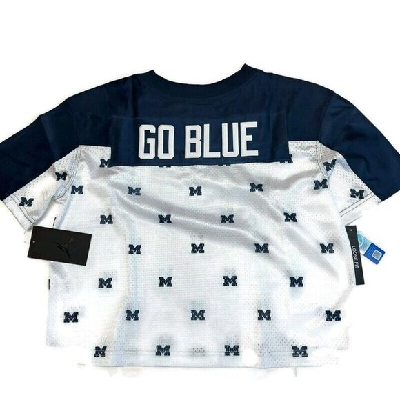 Jordan Michigan Wolverines Football Jersey Womens Size M Cropped Shirt Top White - Picture 8 of 10